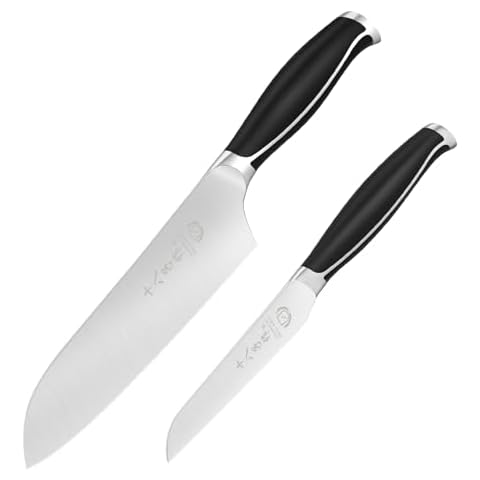 SHI BA ZI ZUO Kitchen Knife Set, 2 Piece Stainless Steel Professional Chef Knife Set Chef Knife Fruit Knife with Anti-Slip Stanless Steel Handle Cover