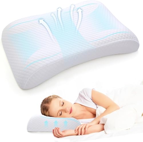 KTMOUW Almohada Viscoelastica Almohada Cervicales y Cuello Almohada Cervical Ergonómica Almohada Dormir de Lado y Boca Abajo Funda Extraíble y Lavable