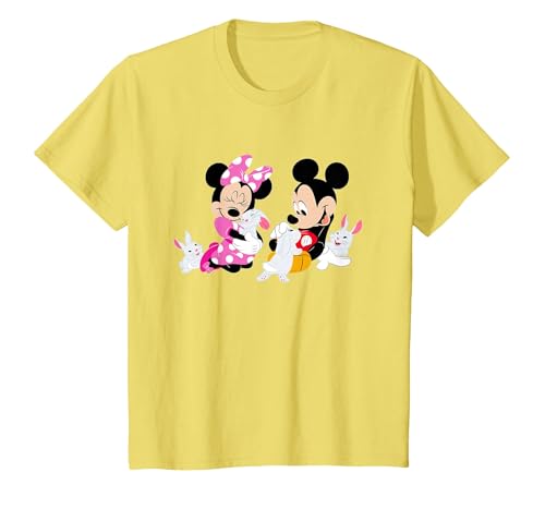 Disney Mickey and Minnie Mouse Easter Bunnies T-Shirt, Enfant, Citron, 4 ans