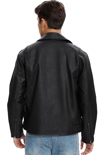 Fahsyee Faux Leather Jacket Men - Motorcycle Bomber Jackets Lightweight Casual Vintage Slim Fit Riding Coat3