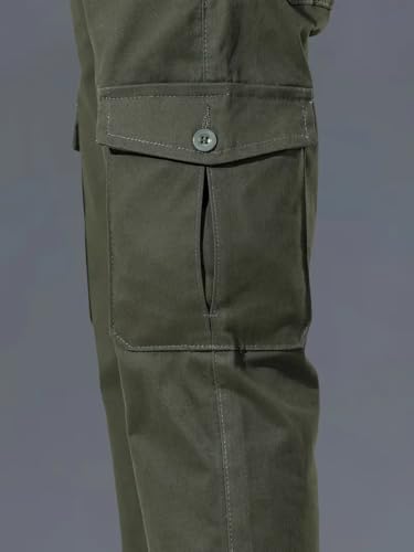 Image of Men's Cotton Cargo Pants Multi-Pocket,Comfortable Work Pants, Durable Trousers & Everyday Wear-CP-036