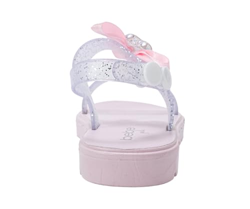 Image of bebe Girl's Flat Sandals - PCU Sandals with Flower, Bow, and Rhinestone Details for Toddler /Little Kid /Big Kid