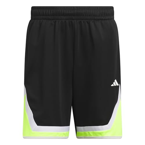Adidas Men's Pro Block Shorts, Black/Lucid Lemon, X-Large 11 Inch Inseam