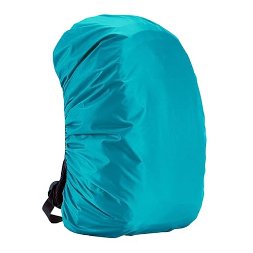 KARBD Rain and Dust Cover with Pouch for 20L-30L-40L Backpacks Luggage School Laptop Bags Hiking Camping Traveling PU Coated Waterproof Nylon Cover with Grip Buckle Elastic Closure (Turquoise Blue)