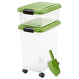 IRIS USA, Inc. 3- Piece Airtight Pet Food Storage Container Combo, Green