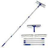 ITTAR Window Cleaning Squeegee Kit, 2 in 1 Cleaner, Microfiber Scrubber, 61 Inch Long Handle Professional for Shower Glass Door, Outdoor/Indoor High Windows