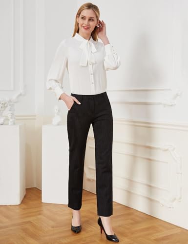 Image of Tapata Women's 28'' /30'' /32'' /34'' Stretchy Straight Dress Pants with Pockets Tall, Petite, Regular for Office Work Business