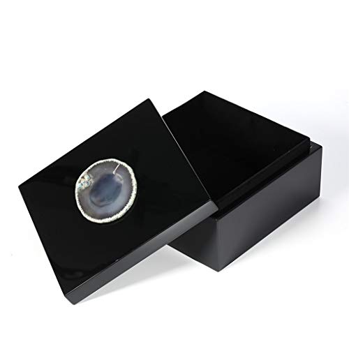 Boîte à bijoux velours noir et bois coffret de rangement pour femme