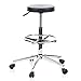 hjh OFFICE 665080 Sgabello da lavoro TOP WORK 14 nero, senza braccioli, senza schienale, robusto, con poggiapiedi, regolabile in altezza, sedia da lavoro, base cromata, ergonomica, facile da pulire