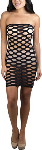 Image of ToBeInStyle Women's Stretch See Through Fishnet Novelty Mini Rave Party Dress