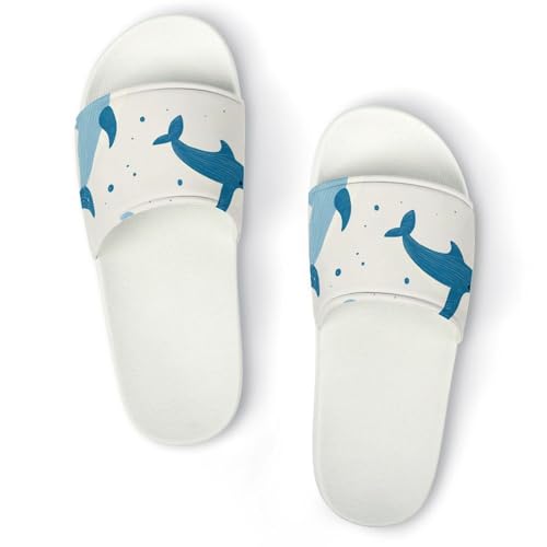 Blue Sea Whale Funny House Sandals Non Slip Shower Slippers Quick Drying Bathroom Shoes for Women Men