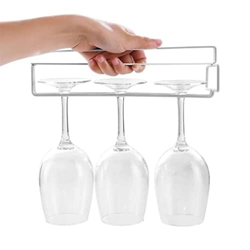 Soovi Display Shelf Punch-Free Kitchen Cabinet Wine Glass Holder Inverted Drain Cup Holder Single Row Hanging Wine Glass Holder (Color : A) #TOP1