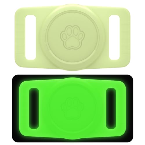 Image of GOCII for Airtag Dog Collar Holder 2 Pack,Waterproof Dog Collar Holder for Apple AirTag(Gen 1 & 2),Silicone Air Tags Case for Dog Collars(Glow Green)