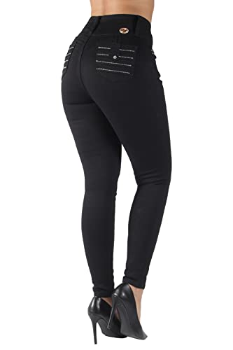 Women's Juniors/Plus Size Colombian Butt Lift Mid Waist Skinny Jeans (635)