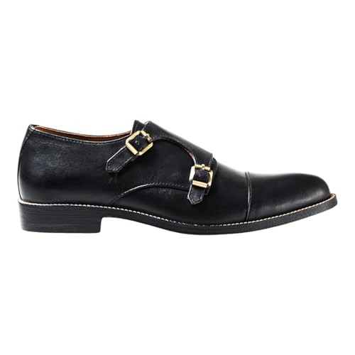 Dress Shoes for Men | Genuine Leather Shoes Double Monkstraps Cap Toe Design Comfortable Rubber Sole