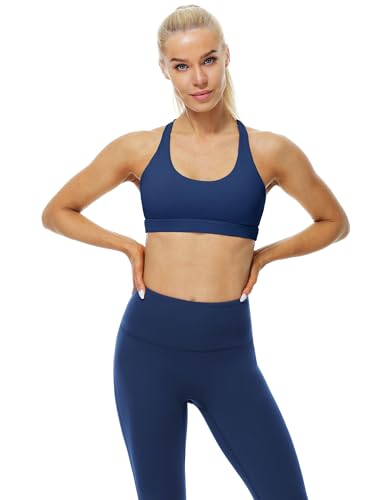 Image of icyzone Women's Padded Strappy Workout Running Sports Bras Medium Impact