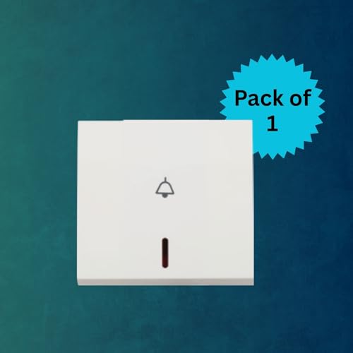 Image of Anchor by Panasonic Penta Modular 6A 2 Module Bell Push with Neon Indicator, 2M Doorbell Switch (White, 65066)