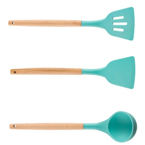 Garneck Juego de Utensilios de Cocina de Silicona Fáciles de Limpiar y Almacenar Verde, 3 Piezas Adecuado para Cocinar y Servir Hogar
