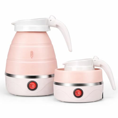 Tetera eléctrica plegable de silicona 1.2L color rosa