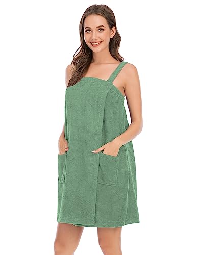 Image of Veseacky Women Bath Wrap Towel for Womens Shower with Pocket Adjustable Spa Robe & Facial Headband