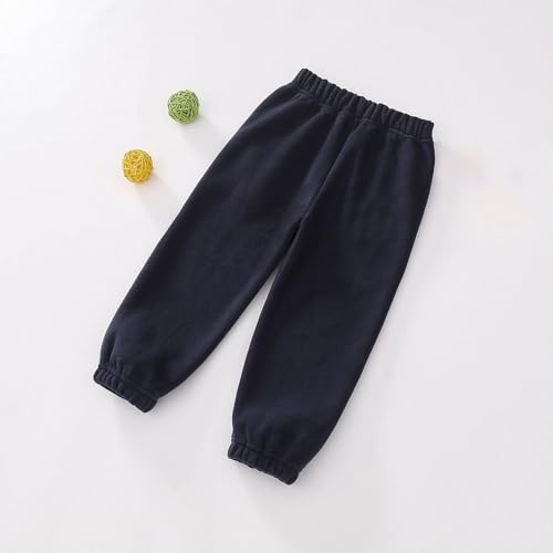 Boys Girls Elastic Waist Sports Pants Comfortable Active Pants Fall Winter Warm Thicken Fleece Lined Sweatpants3