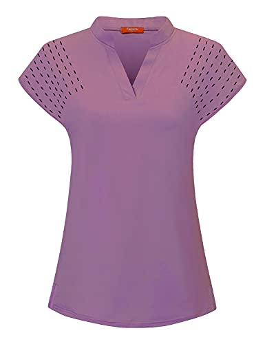 Image of Womens V Neck Golf Polo Shirts Short Sleeve Sport Shirt Workout Tops