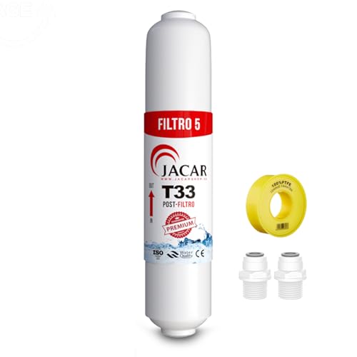 JACAR Post Filtro de Carbon Activo Ecologico Premium Compatible para Filtros de Osmosis para Remineralizacion del agua Sabor de Agua Mineral Universal para Frigorificos, Aquarios y Osmosis Inversa
