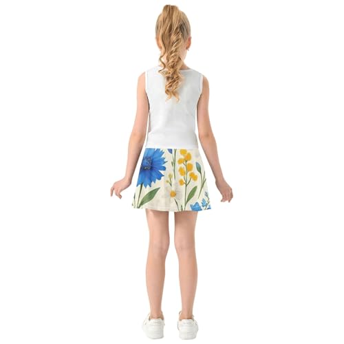 Wildflowers Botanical Beige Athletic Shorts Girls Skorts Toddlers Tennis Skirts Cartoon Girl Skort 3t4