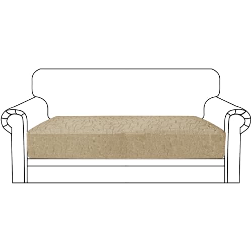 MAXIJIN Waterproof Sofa Seat Cushion Cover Jacquard Fabric Sofa Seat Cover Non-Slip Couch Seat Slipcover Protector with Elastic Bottom (Khaki