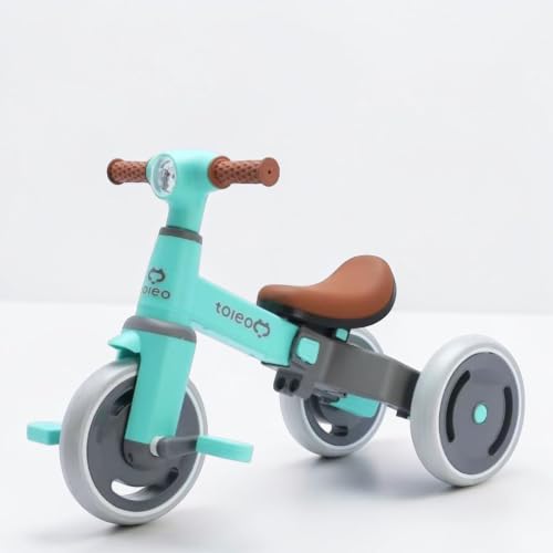 Image of 3-in-1 Toddler Tricycle | Slide, Pedal & Balance Bike for Kids | Leather Seat, Silent Wheels & Sturdy Frame | Ideal for 10 Months to 3 Years (Tiffany Blue)