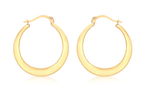 Boucles d'oreilles créoles plates en or jaune 9 ct Carissima