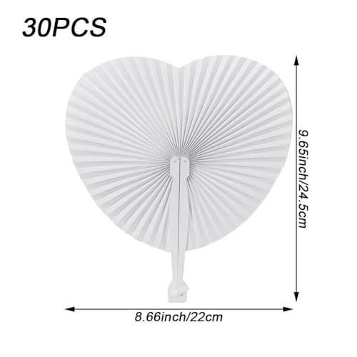 Fan pliant en papier blanc en forme de cœur à offrir aux invités de baptême
