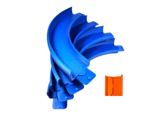 90 Degree Curved Tracks Compatible with Hotwheels Racing Tracks - Set of 4 with 180 Degree Connection