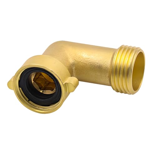 BWBWND 90 Degree Water Hose Elbow for RV with Easy Grip Connector, Heavy Duty Solid Brass Drinking Water Hose Adapter, Outdoor Faucet Hoses Fitting for City Water Inlet Connection