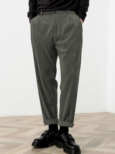 Image of KOTTY Men's Solid|Button|Straight|Regular fit|Corduroy Trousers|Pant for Men