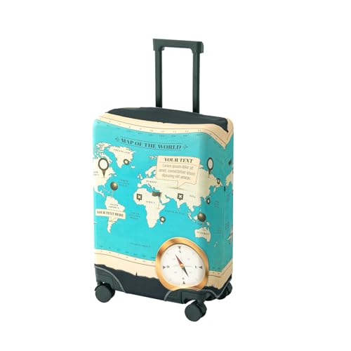 Image of HOKIPO Suitcase Covers for Trolley Suitcase, 220gsm Durable and Washable, Medium (21-22inch) - Adventure Atlas (AR-6344-D1)