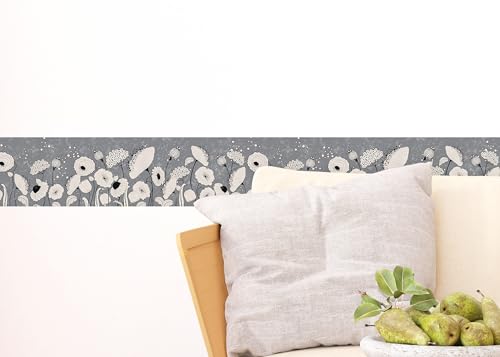 AG Design Selbstklebende Bordüre Abstraktionsblumen, AWB 8412 | Wasserfest Dekoration für Wände, Möbel, Tapeten, Wandverkleidungen und Türen, Folie, Mehrfarbig | Breite 500 cm x Höhe 13.8 cm