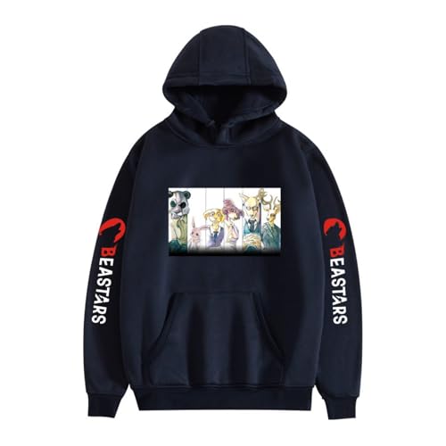 Cditoia Sudadera con Capucha Anime Print Beastars Pullover Casual Sudadera Top Unisex de Manga Larga Ropa-White||4X_l