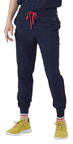 Mediclo Men's Medical Scrub Pants - Kodiak Jogger 10 Pockets Elastic Waist Eco Friendly Sustainable FYSEL Fabric Tapered Leg Workwear Navy MB6003RNAV04 S