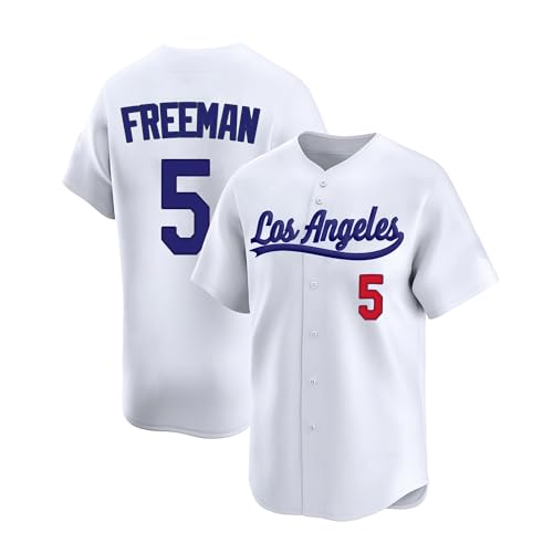 Custom Mens/Women/Youth Los Angeles White Freddie Freeman Baseball Stitched T-Shirt for Sports Fan