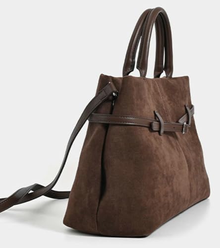 Bolso Tote de gamuza grande con correa y hebilla miniatura 4