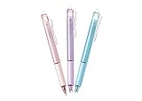 Pilot Frixion Knock Ball Retractable Erasable Gel Ink Pen, Design Series Chequered Pattern, Black Ink ,0.5mm, 3 Designs Set(Pink,Purple,Softblue)