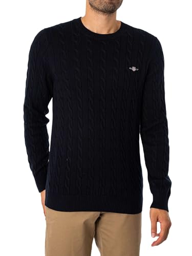 GANT Herren Cotton Cable C-neck Pullover, Evening Blue, 4XL EU – Ansicht 2