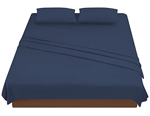 Sabanas Cama 150 Azúl, Juego Sábanas 150x190 4 Piezas con Bajera 150x200...