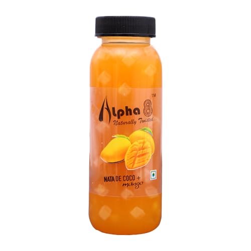 Image of ALPHA 8 FRUIT Juice with NATA De Coco Coconut Cubes Natural Energizer & Immunity Booster, Healthy Juice, High Fiber, Real Natural Taste (Mango Juice, Pack of 12)