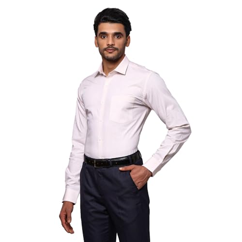 Image of Park Avenue Men Slim Fit Fil-A-Fil Pattern Pure Cotton Semi Cutaway Collar Full Sleeve Formal Shirt