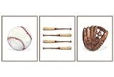 Baseball Wall Art Prints Sports Theme Posters Baseball Paper Wall Arts for Living Room Bedroom Classroom Decoration, 11 x 14 Inch, 3 Sheets, Unframed, White