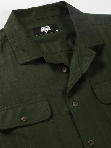 Image of Thomas Scott Men's | Solid | Full Sleeve | Regular Fit | 100% Cotton | Double Flap Pocket | Spread Collar | Casual Shirt