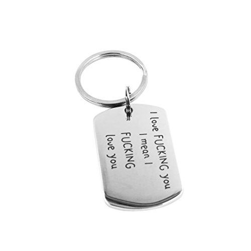 I Love You Lettering Tag Couples Necklace Valentine's Day Stainless Steel Keychain