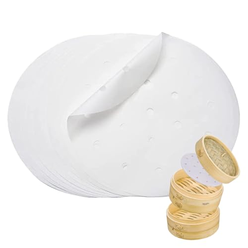 滴水製作所 セイロ 24cm 専用用紙 100枚セット お手入れ簡単 後片付け楽々 セパレート紙 業務用 穴あき丸型 せいろ紙 蒸篭シート_ 直径21.6ｃｍ（セイロ24cm対応） - TARUMIZU - 商品画像